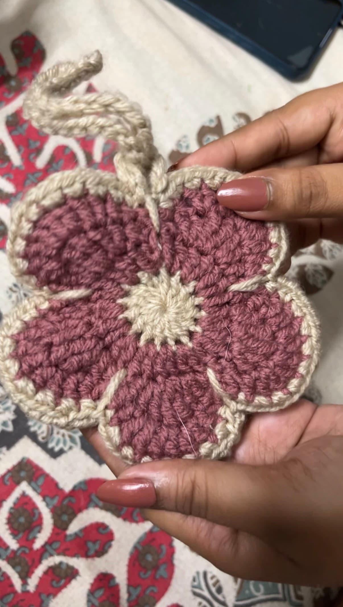 Bag Charm 2 in Dusty Rose & Cream